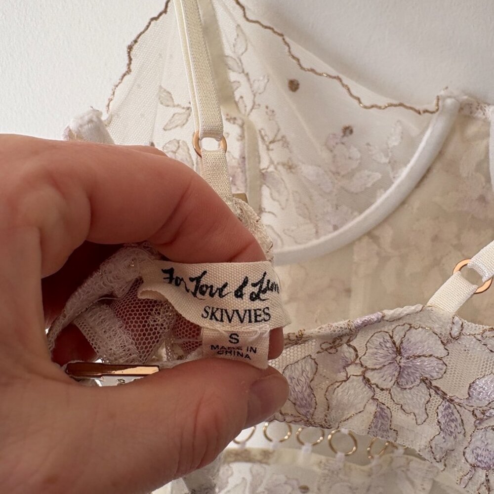For Love And Lemons | Cream Floral Lace Bodysuit - Picture 7 of 8
